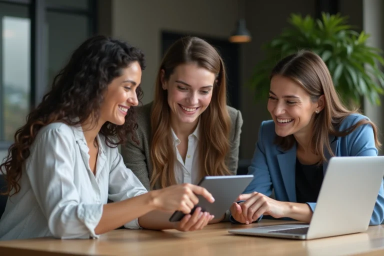 Equipe de professionnels en réunion de travail dynamique
