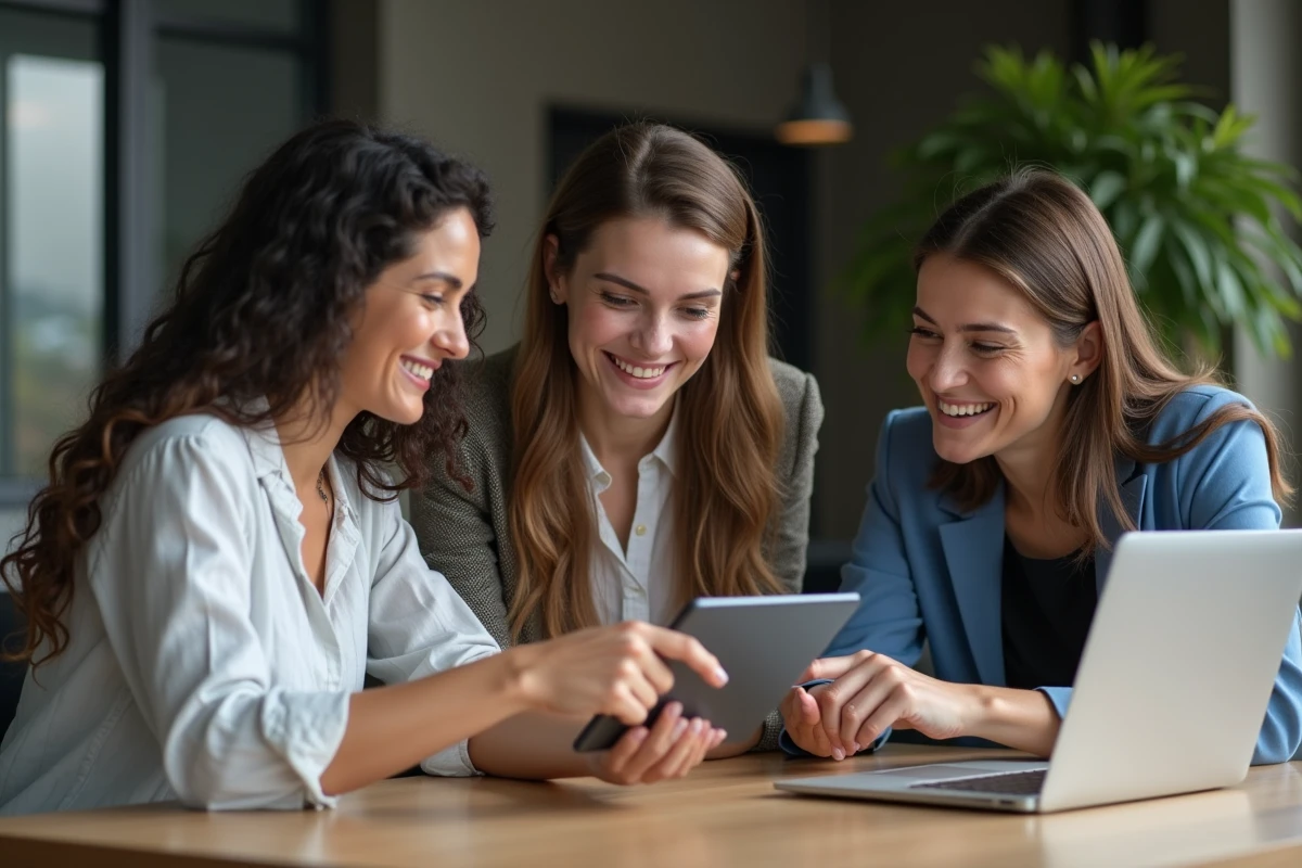 Equipe de professionnels en réunion de travail dynamique